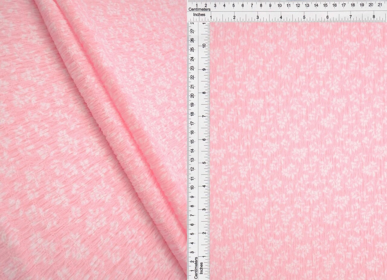 1 Yard Crinkle Knit Ditsy Print Fabric Stretch Polyester spandex Blend, 58/59" Width